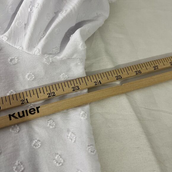 Adrienne Vittadini White Puff Sleeve V-neck Eyelet Shift Dress XL NWT - Picture 9 of 10